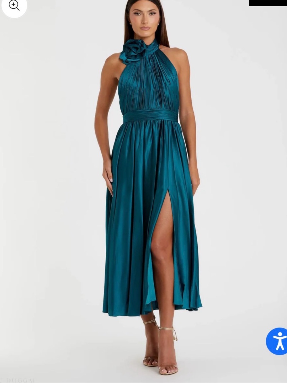 NWT SZ 8 Mac Duggal Ocean Blue Backless Halter Evening Gown